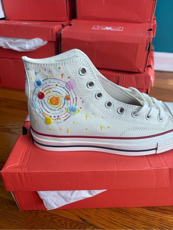Converse Shoes - Converse High-Top Sneakers with Colorful Planet Embroidery - White